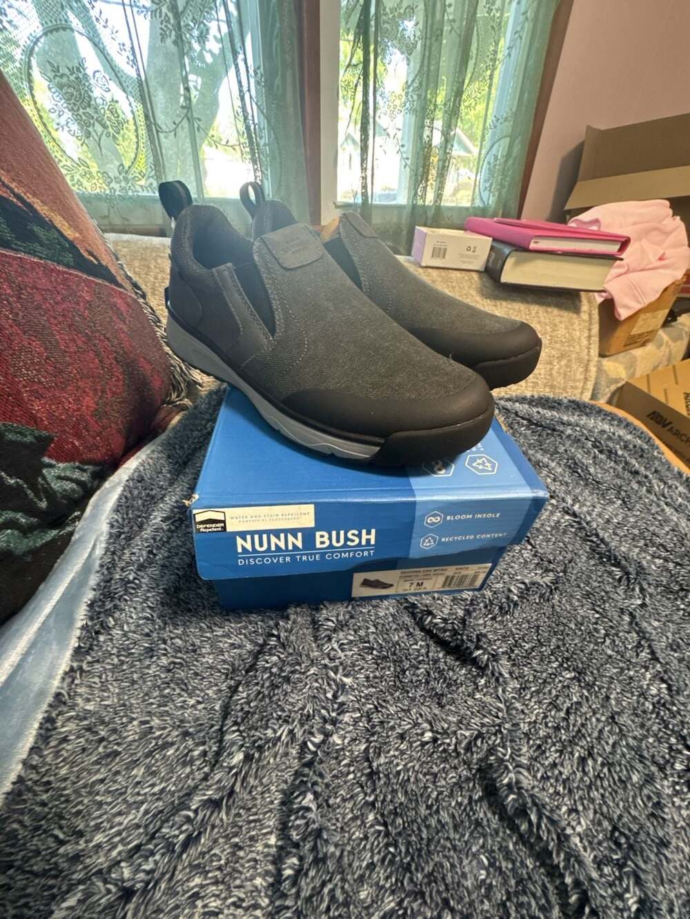 Nunn Bush Sedona CNV MTSO Men's Canvas Moc Toe Slip-On Shoes Gunmetal Size 7M